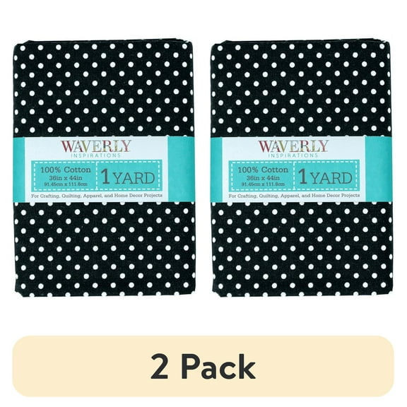 (2 pack) Waverly Inspirations 1 Yard Cut 100% Cotton Prints Fabric Dot Onyx 44" Wide for Quilting & Sewing