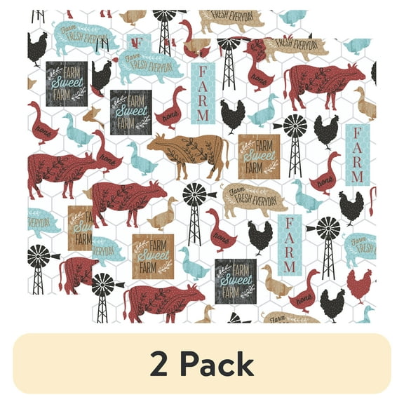 (2 pack) Waverly Inspirations 1 Yard Cut 100% Cotton Prints Fabric Family Farm 44" Wide for Quilting & Sewing