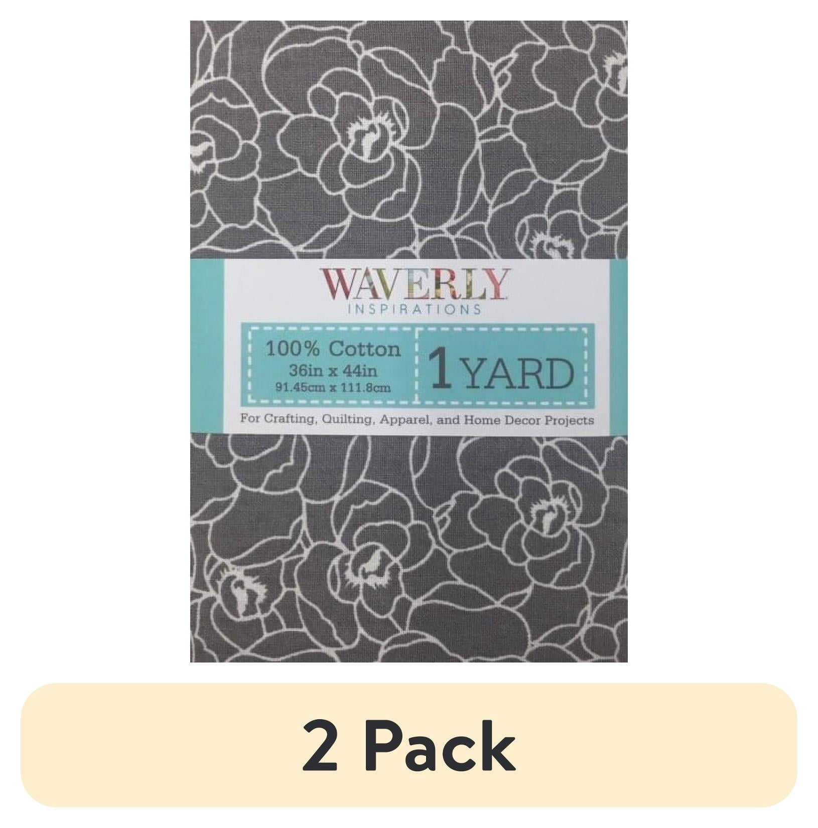 (2 pack) Waverly Inspirations 1 Yard Cut 100% Cotton Prints Fabric Floral Gray White 44" Wide for Quilting & Sewing