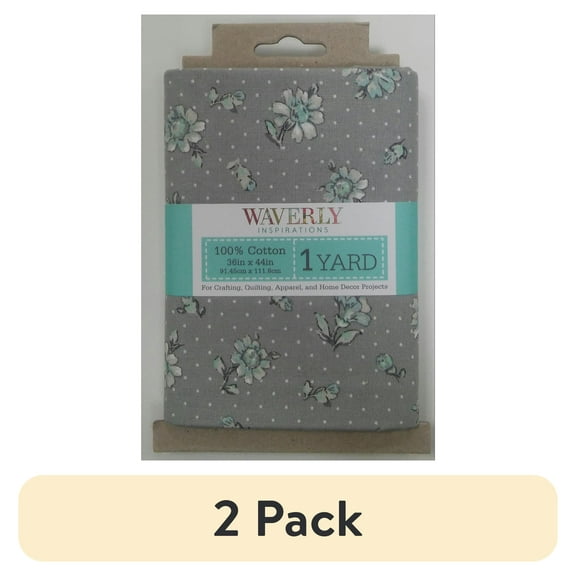 (2 pack) Waverly Inspirations 1 Yard Cut 100% Cotton Prints Fabric Floral and Green and Gray 44" Wide for Quilting & Sewing