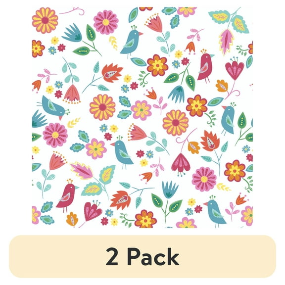 (2 pack) Waverly Inspirations 1 Yard Cut 100% Cotton Prints Fabric Happy Birds White 44" Wide for Quilting & Sewing