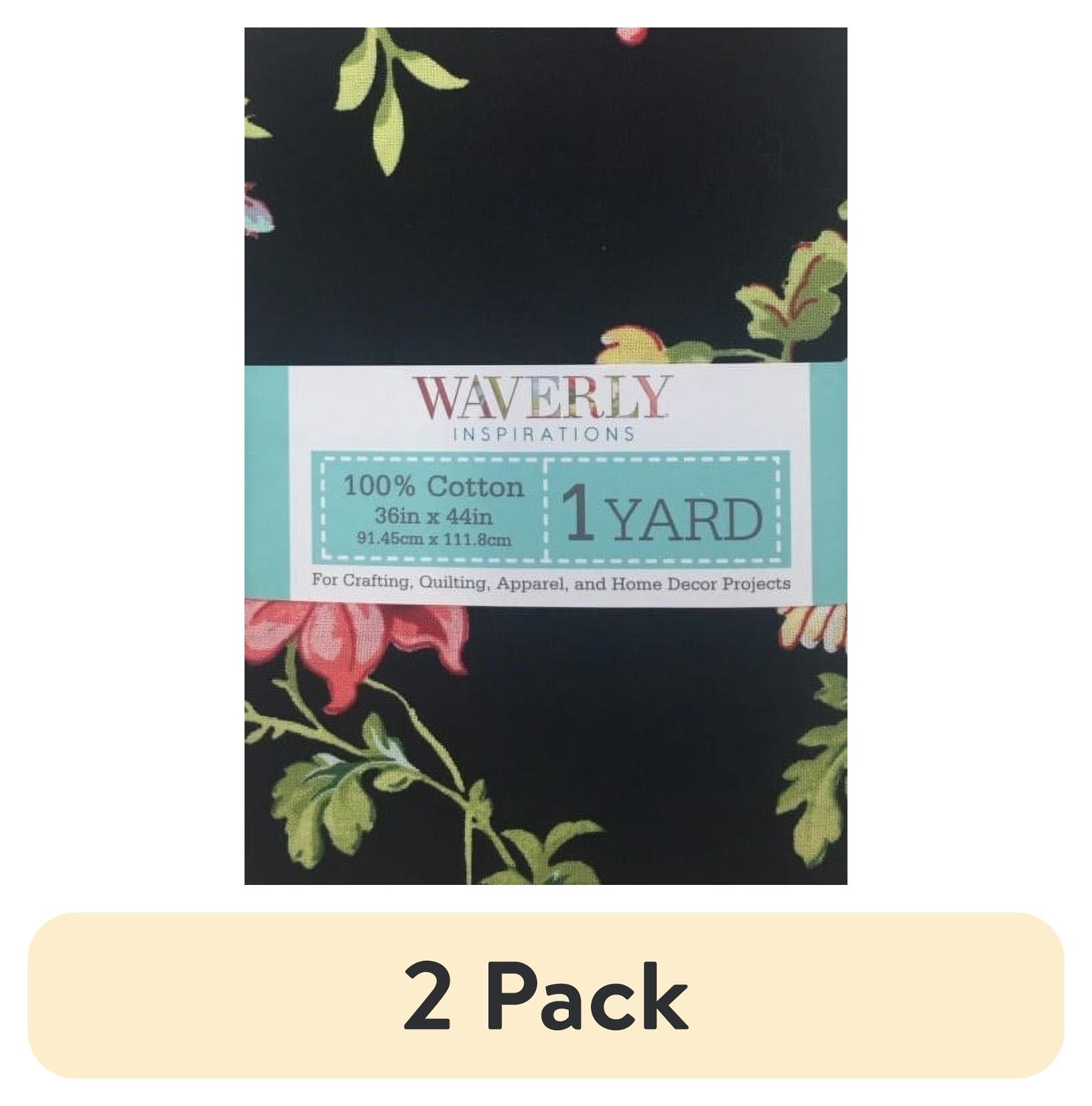 (2 pack) Waverly Inspirations 1 Yard Precut 100% Cotton Prints Fabric Leaf Floral Onyx 44" Wide for Quilting & Sewing