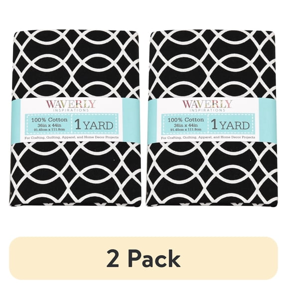 (2 pack) Waverly Inspirations 1 Yard Cut 100% Cotton Prints Fabric Loopy Onyx 44" Wide for Quilting & Sewing