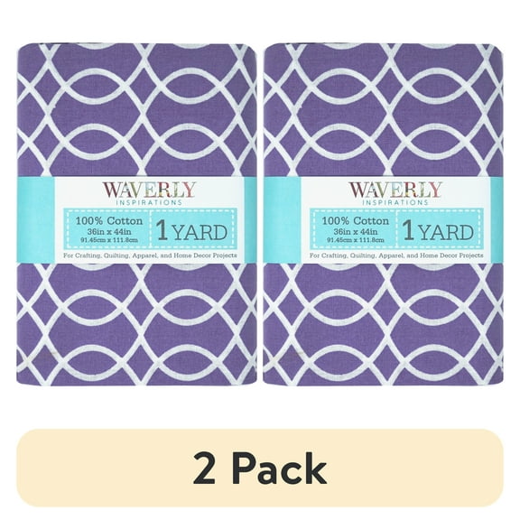 (2 pack) Waverly Inspirations 1 Yard Cut 100% Cotton Prints Fabric Wavy Loopy Wisteria 44" Wide for Quilting & Sewing