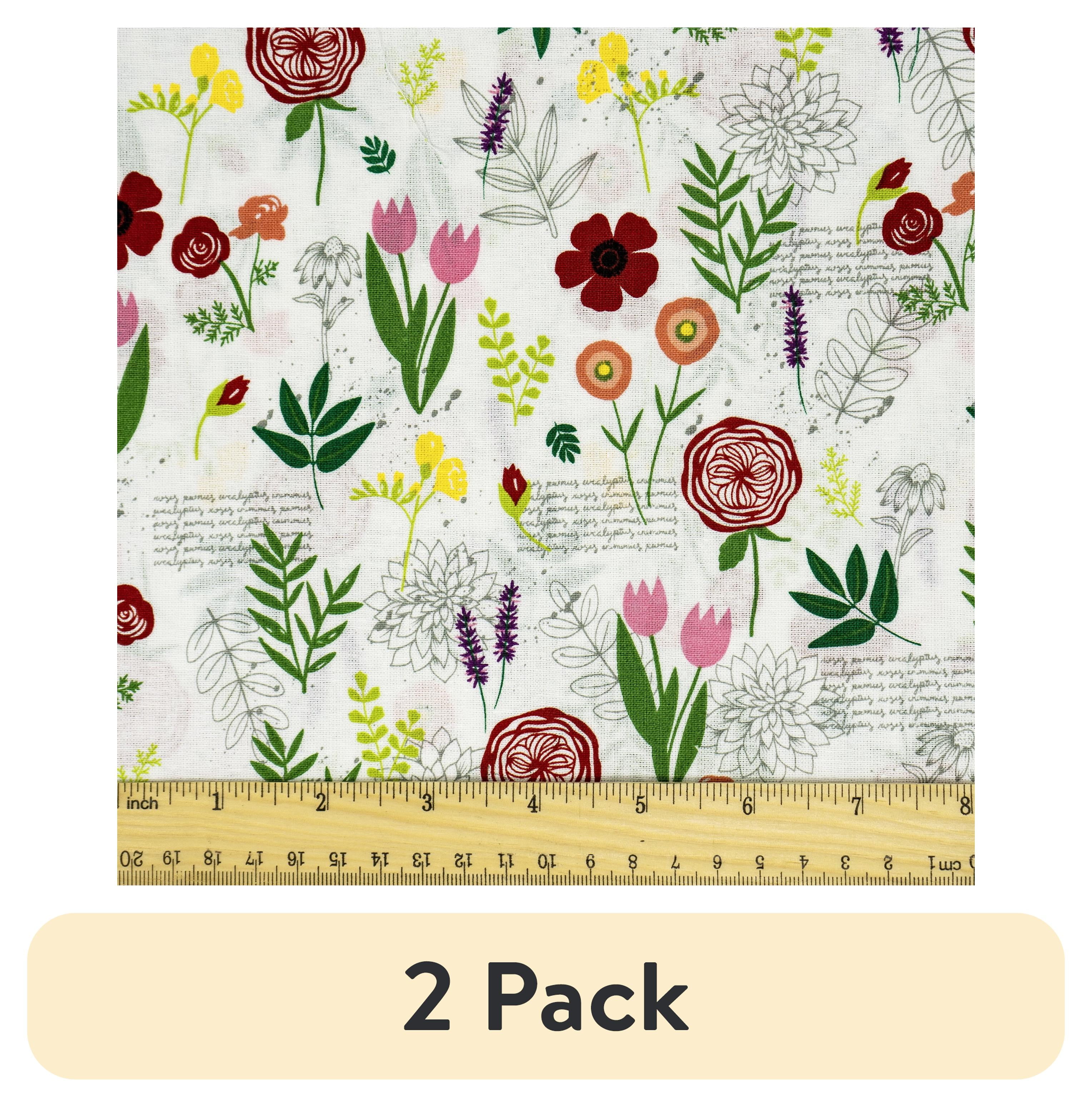 (2 pack) Waverly Inspirations 1 Yard Cut 100% Cotton Prints Fabric Floral Memory 44" Wide for Quilting & Sewing