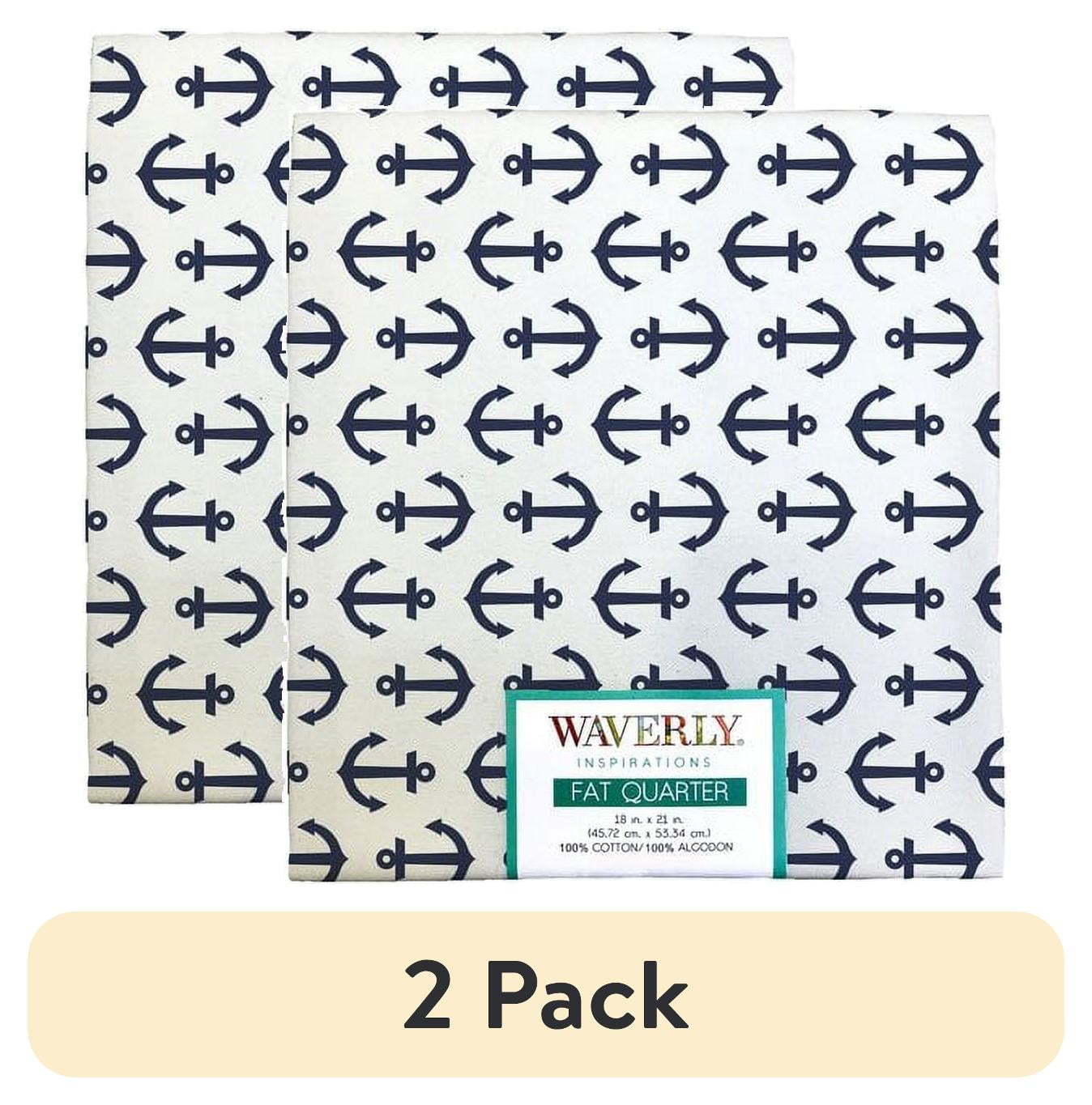 (2 pack) Waverly Inspirations Cotton 18" x 21" Fat Quarter Anchor White Ink Print Fabric, 1 Each