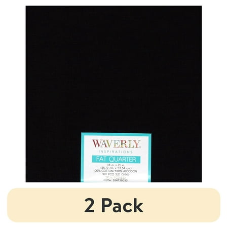(2 pack) Waverly Inspirations Cotton 18" x 21" Fat Quarter Solid Onyx Print Fabric, 1 Each