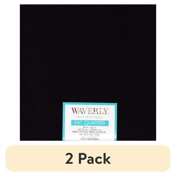 (2 pack) Waverly Inspirations Cotton 18" x 21" Fat Quarter Solid Onyx Print Fabric, 1 Each