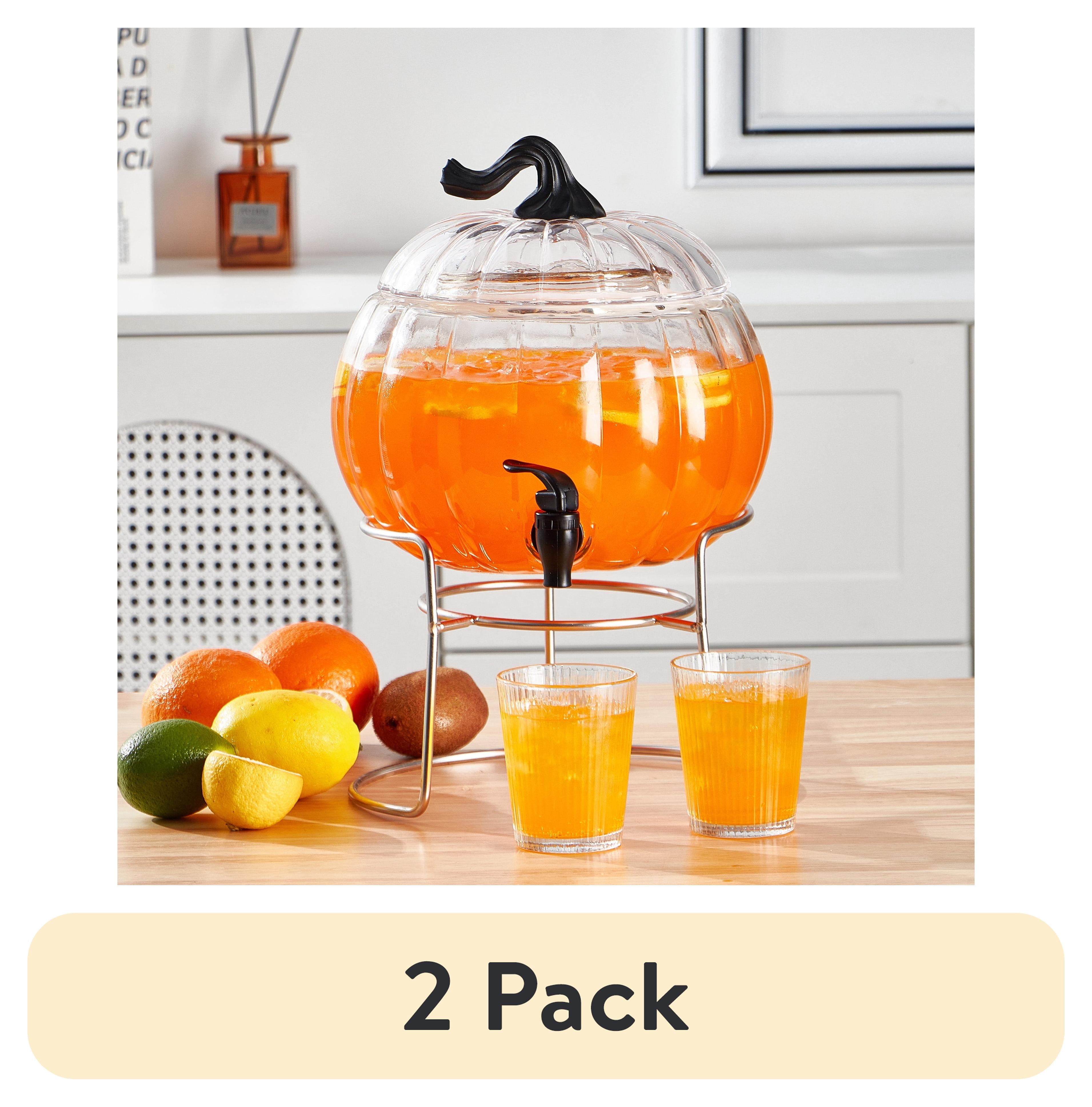 (2 pack) Way To Celebrate 1.5 Gallon Clear Pumpkin Glass Beverage Dispenser