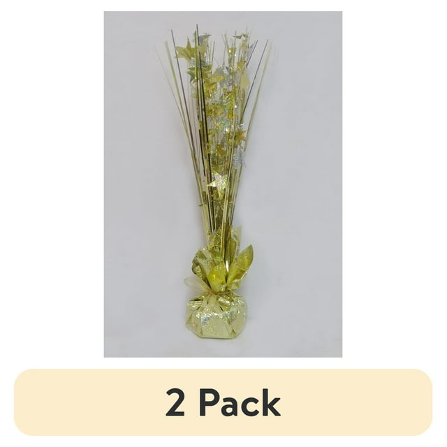 (2 pack) Way To Celebrate! 14" Party Table Top Gold and Silver Spray Tree. Vibrant PVC