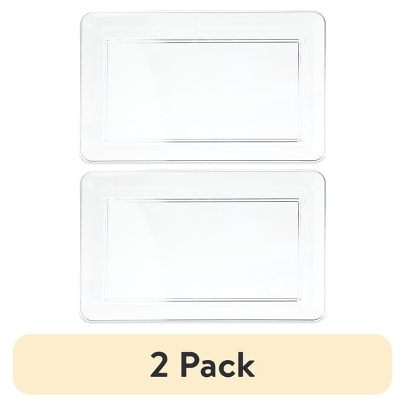 (2 pack) Way To Celebrate Clear Rectangular Plastic Food Tray, 18 in
