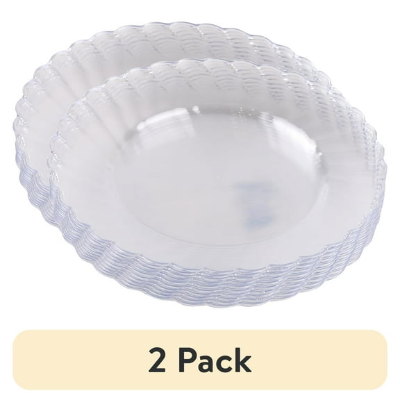 (2 pack) Way To Celebrate Disposable 7.5" Party Plates, Round, Plastic Clear, (10 Count)