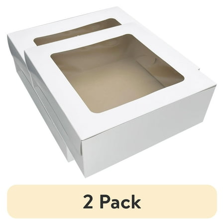 (2 pack) 11 Inch x 11 Inch x 4 Inch White Cake Box with Window by Way To Celebrate