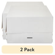 (2 pack) 12" x 12" x 7.5" White Cardboard Adjustable Cake Box, by Way To Celebrate