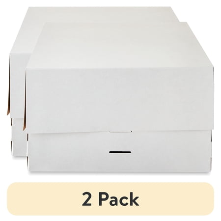 (2 pack) 12" x 12" x 7.5" White Cardboard Adjustable Cake Box, by Way To Celebrate