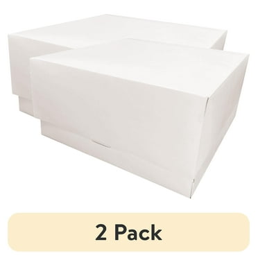 (2 pack) 12" x 12" x 7.5" White Cardboard Adjustable Cake Box, by Way To Celebrate