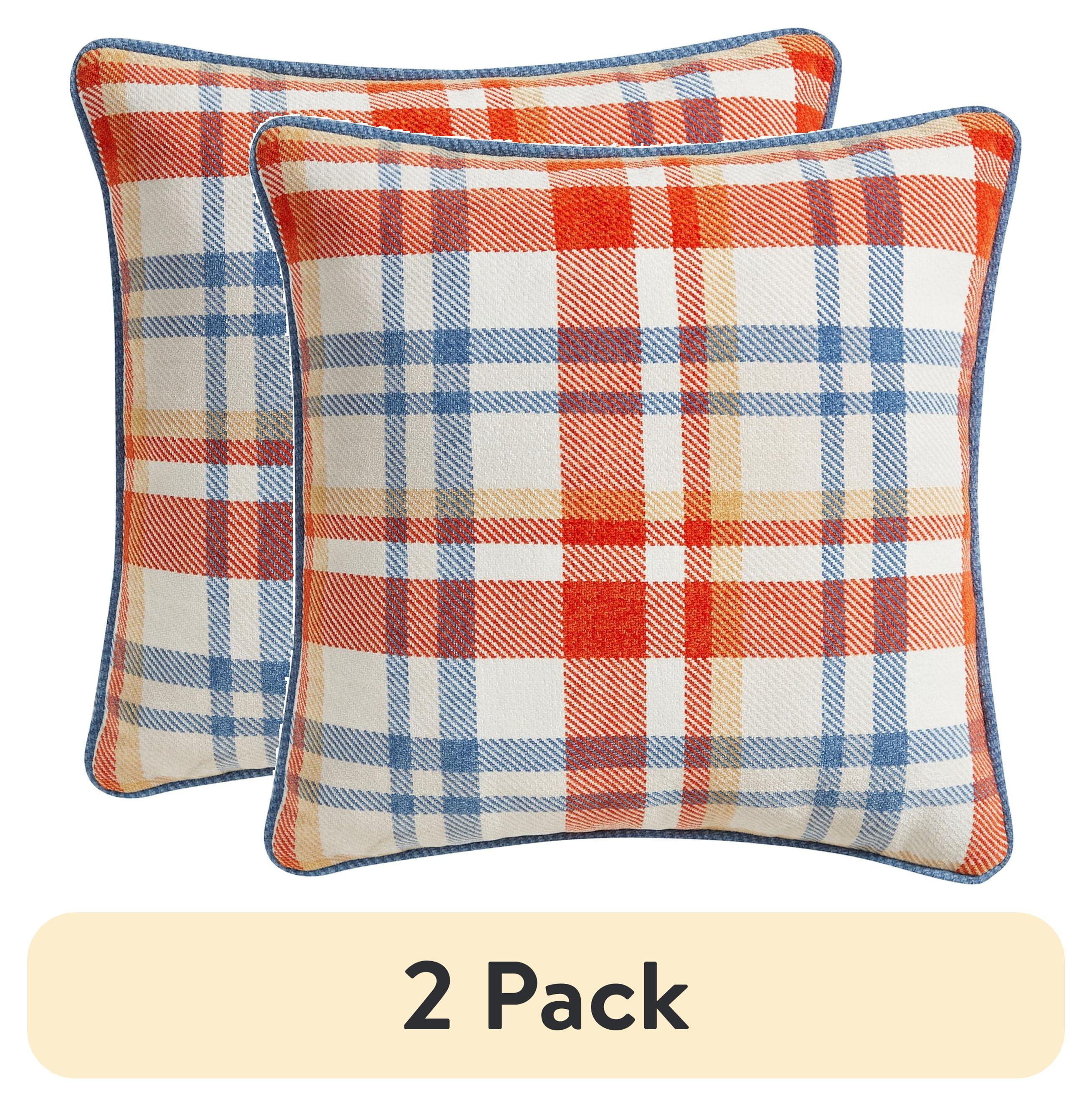 (2 pack) Way to Celebrate 18" x 18" Multicolor Plaid Chenille Decorative Pillow