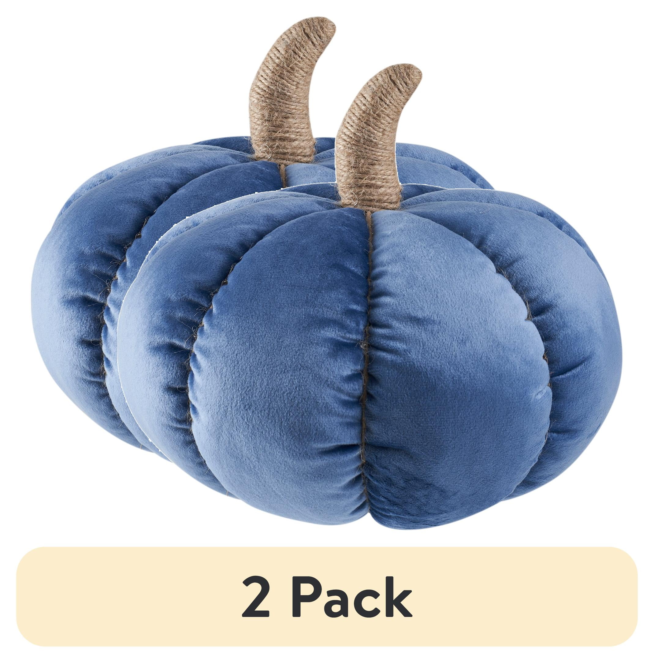(2 pack) Way to Celebrate 9" x 9" Blue Fall Solid Print Harvest Velvet Throw Pillows