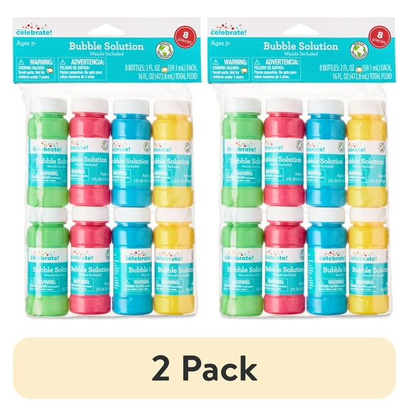 (2 pack) Bubble Solutions with Wands, 2 fl oz, 8 Count, Party Favors by Way To Celebrate