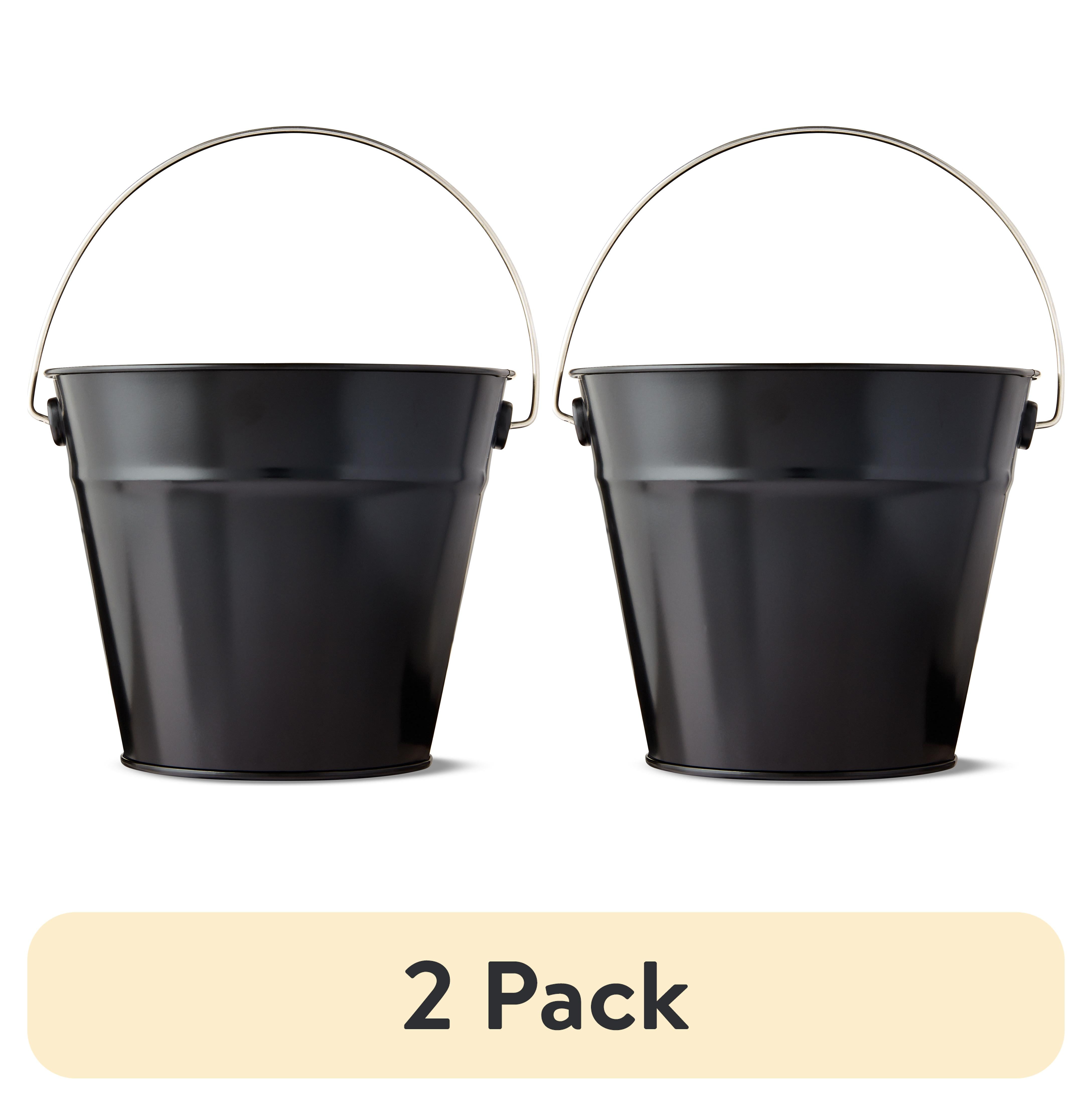 (2 pack) Black Tin Pail with Handle, 5", by Way To Celebrate, Party Favors