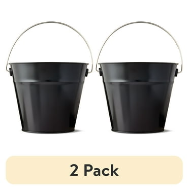 (2 pack) Black Tin Pail with Handle, 5", by Way To Celebrate