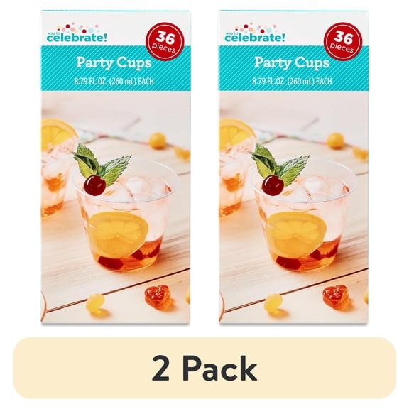(2 pack) 36 Count, 8.79 FL OZ Clear Plastic Party Cups, by Way To Celebrate