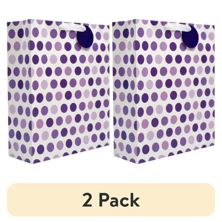 (2 pack) Purple Polka Dot Print Paper Gift Bag, 14.5" x 17.5", by Way To Celebrate