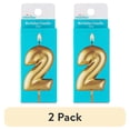 thumbnail interactive-video image 1 of (2 pack) Gold Number 2 Birthday Candle, by Way To Celebrate, 1 of 6