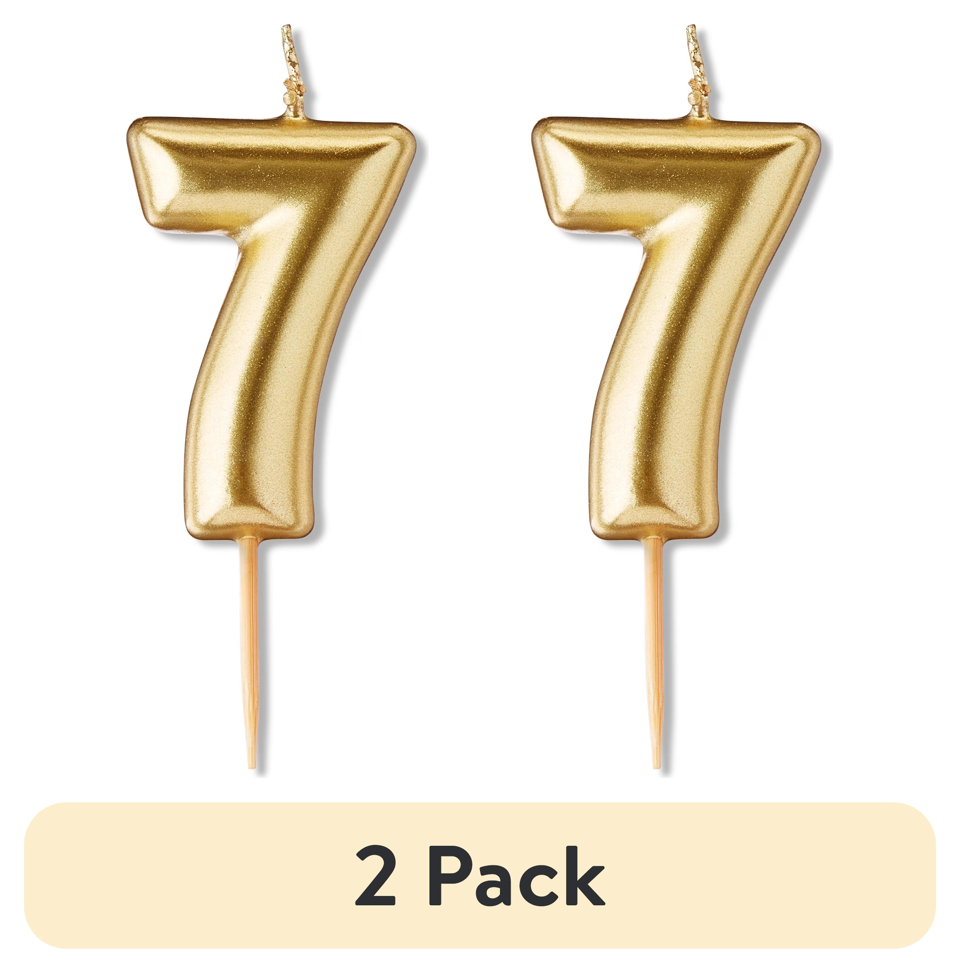 (2 pack) Gold Number 7 Birthday Candle, by Way To Celebrate