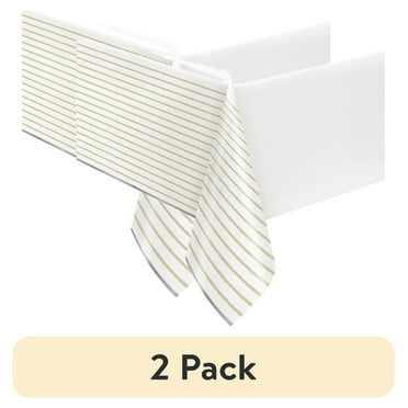 (2 pack) Rectangular 54" x 84" Gold Striped Metallic Table Cover, by Way To Celebrate