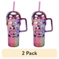 thumbnail image 1 of (2 pack) Way to Celebrate Halloween 30 oz Plastic Rainbow Iridescent Skull Tumbler with Straw, Purple Multicolor, 1 of 7