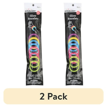 (2 pack) Multicolor Glow Bracelets, 8", 8 Count, by Way To Celebrate