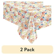(2 pack) Way to Celebrate! Retro Daisy Foil Party Tablecloth, 84 x 54in