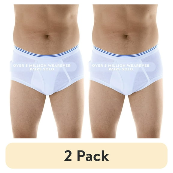 (2 pack) Wearever Men's Incontinence Underwear Washable Bladder Control Briefs, 3-Pack