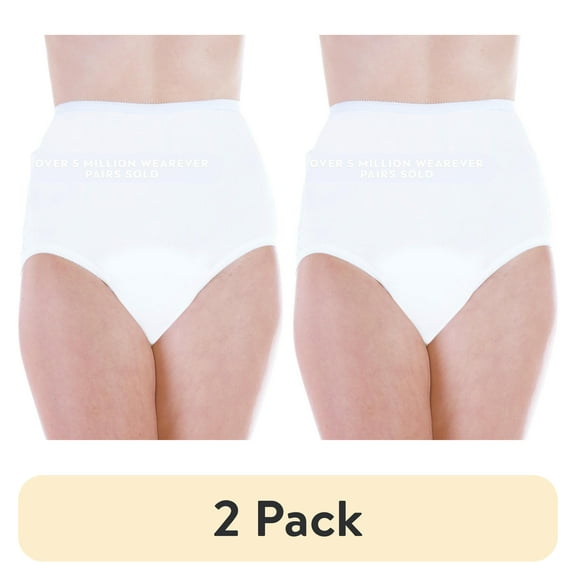 (2 pack) Wearever Women's Incontinence Underwear Nylon and Lace Bladder Control Panties, Washable Reusable 3-Pack