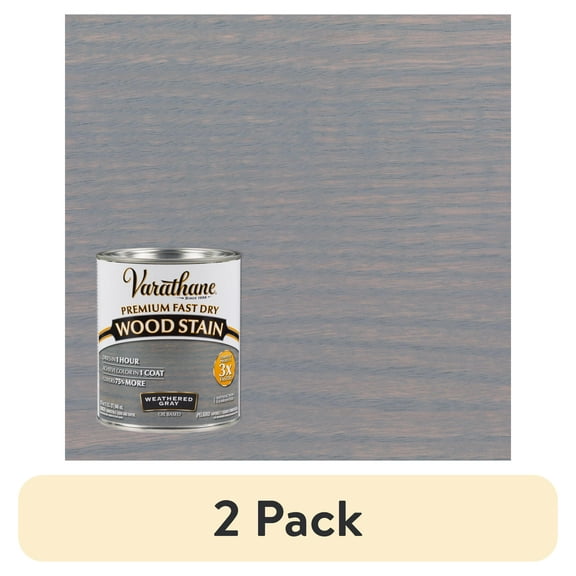 (2 pack) Weathered Gray, Varathane Premium Fast Dry Wood Stain-269394, Quart