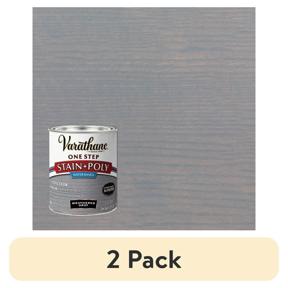 (2 pack) Weathered Gray, Varathane Stain + Polyurethane, Semi-Gloss -333649, Quart