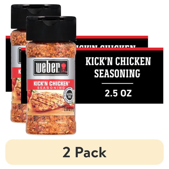 (2 pack) Weber Kick'N Chicken Seasoning, Kosher, 2.5 OZ
