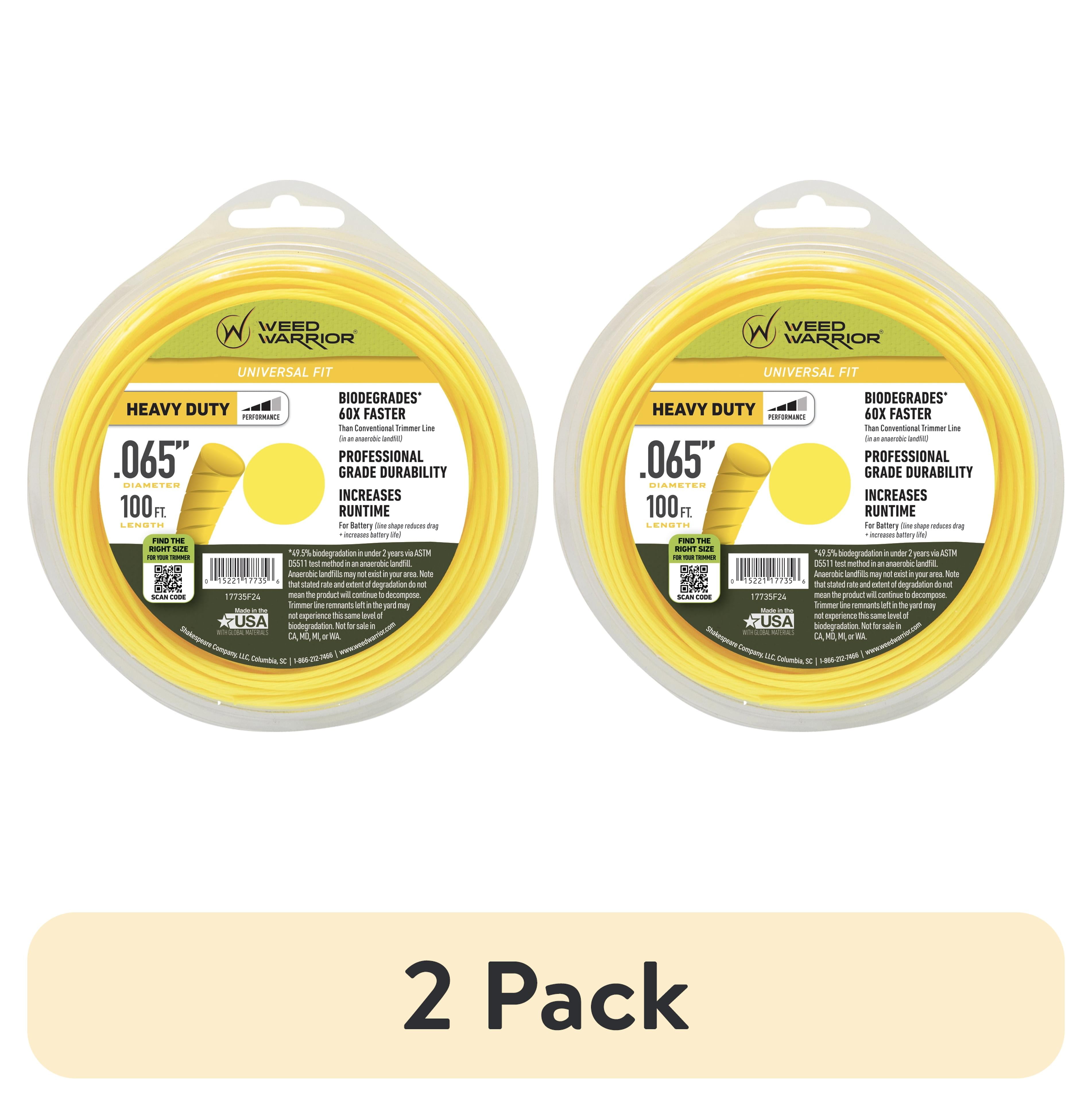 (2 pack) Weed Warrior .065 in x 100 ft. Heavy Duty Biodegradable Trimmer Line