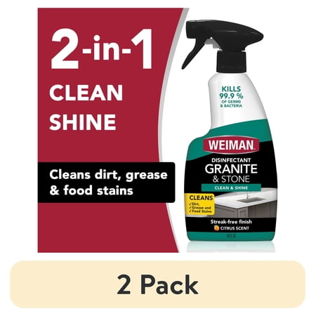 (2 pack) Weiman Granite & Stone Disinfectant Cleaner & Polish, 16 fl oz