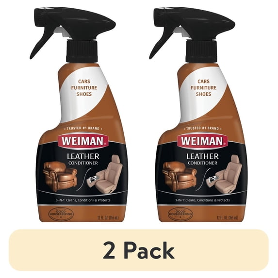(2 pack) Weiman Leather Cleaner and Conditioner Spray - UV Protection, Prevents Cracking - 3 Pack, 12 Oz