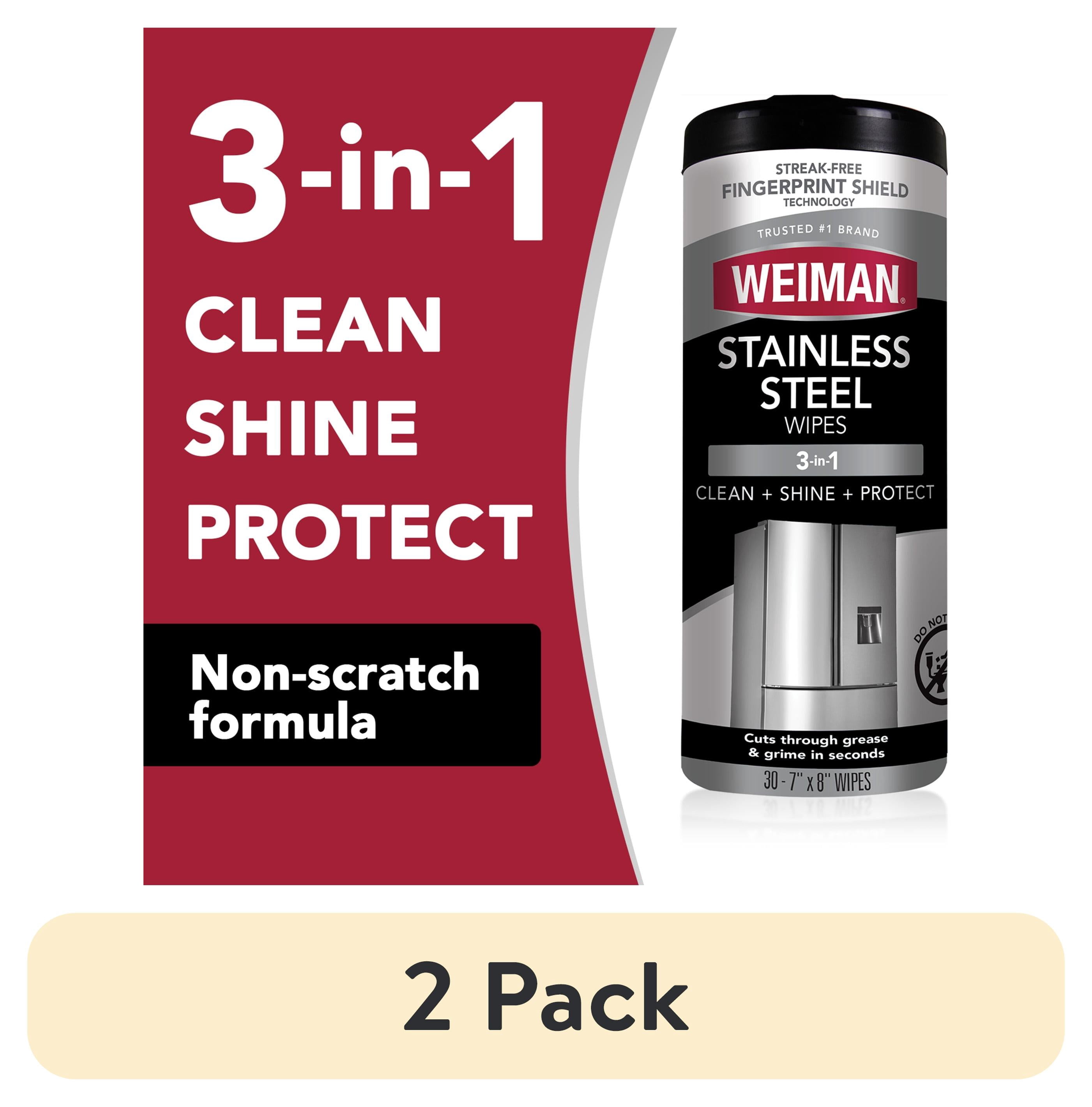 (2 pack) Weiman Stainless Steel Appliance Cleaning Wipes,  Streak-Free Shine, 30 Count