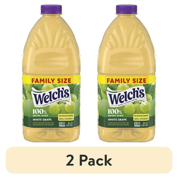 (2 pack) Welch's 100% Grape Juice, White Grape, 96 fl oz Bottle