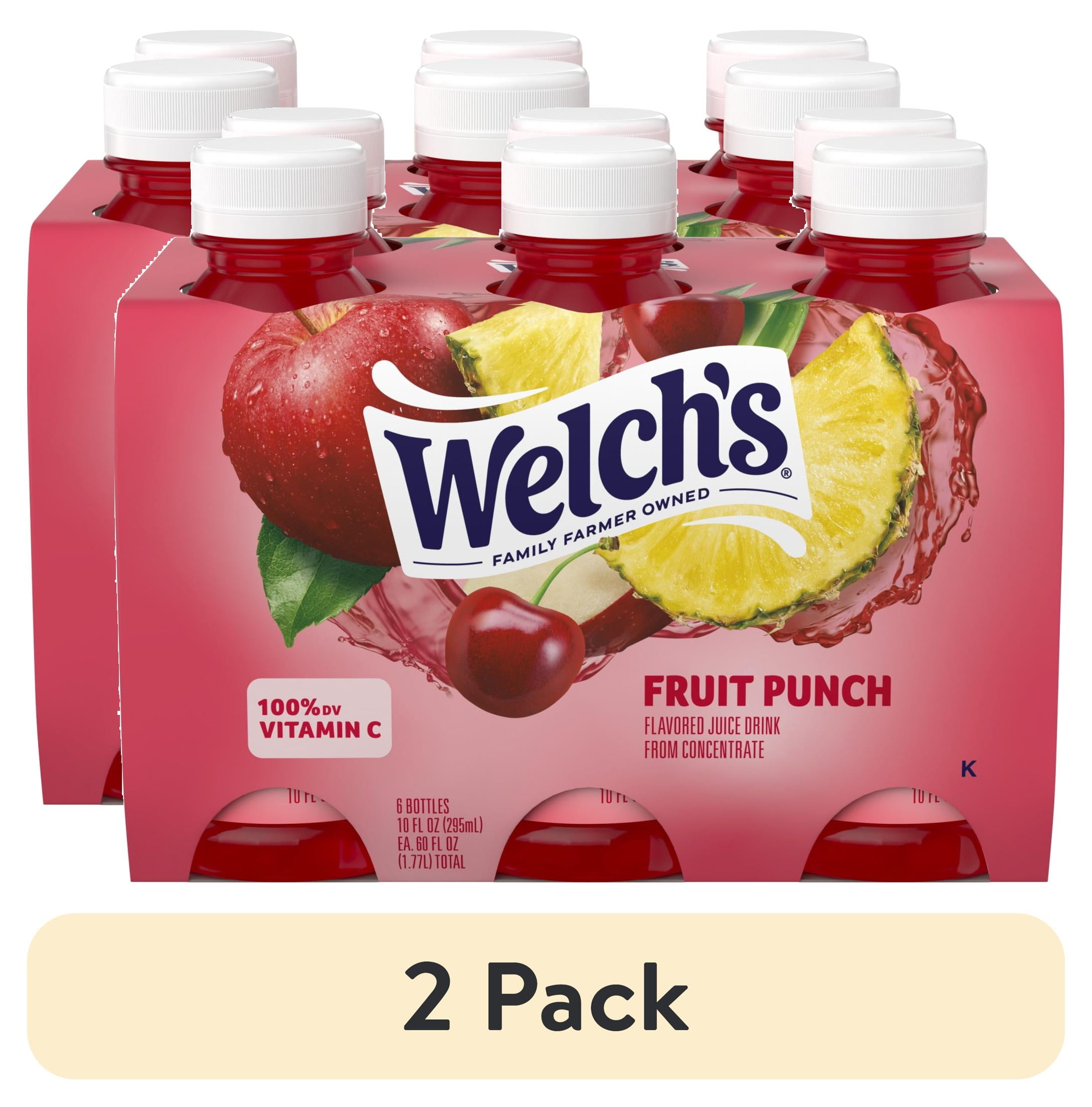 (2 pack) Welch's Fruit Punch Juice Drink, 10 fl oz On-the-Go Bottle (Pack of 6)