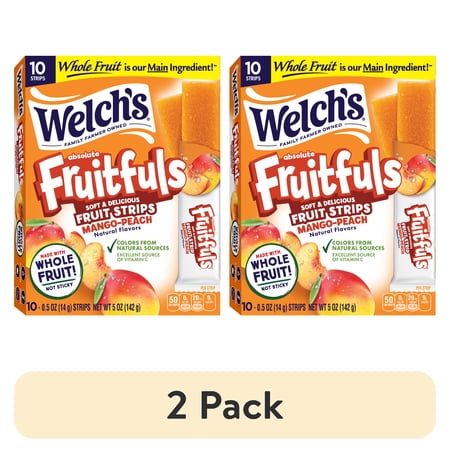 (2 pack) Welch's Fruitfuls Mango-Peach Soft Fruit Strips, .5 oz, 10 Count