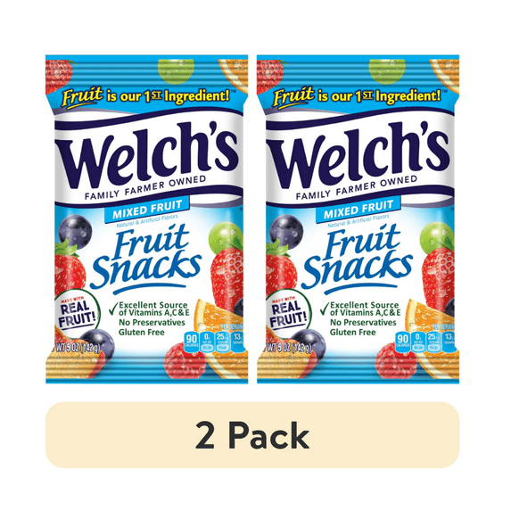 (2 pack) Welch's Fruit Snacks Gluten-Free Mixed Fruit Soft Fruit Snacks, 5 oz