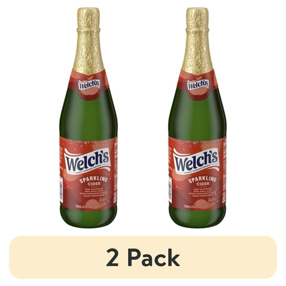 (2 pack) Welch's Non-Alcoholic Sparkling 100% Apple Juice, Cider, 25.4 fl oz Bottle