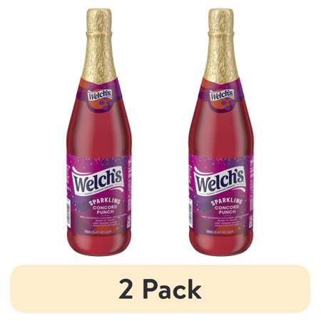 (2 pack) Welch's Non-Alcoholic Sparkling Concord Punch Juice Cocktail, 25.4 fl oz Bottle