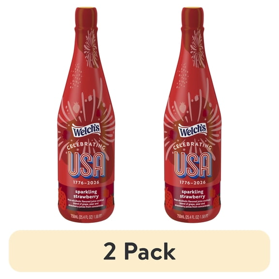 (2 pack) Welch's Non-Alcoholic Sparkling Strawberry Juice Cocktail, 25.4 fl oz Bottle
