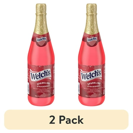 (2 pack) Welch's Non-Alcoholic Sparkling Strawberry Juice Cocktail, 25.4 fl oz Bottle